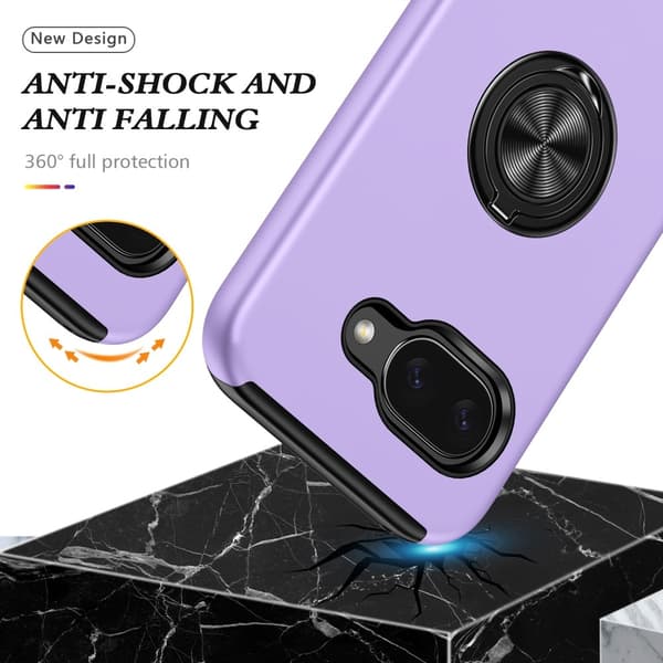 Google Pixel 9A sormenrengasjalustan hybridikotelo Purple