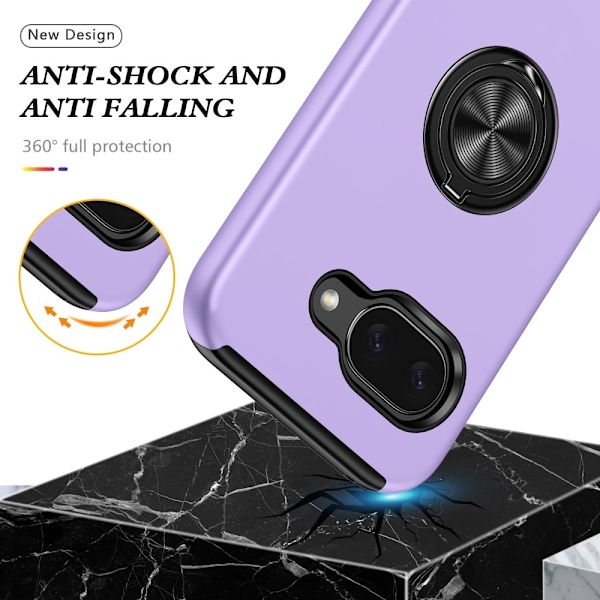 Till Pixel 9A Hybrid skal med Finger Ring - Lila Lila