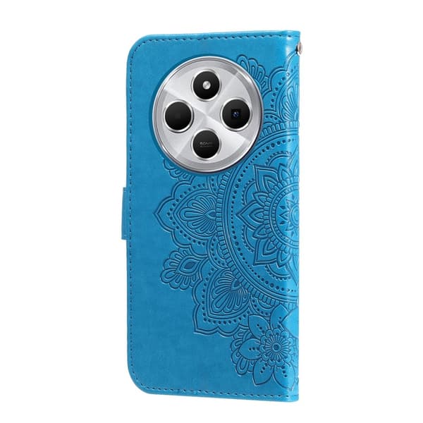 Til Xiaomi Redmi 14C Tegnebogsetui med Blomstermønster og Standerfunktion Blue