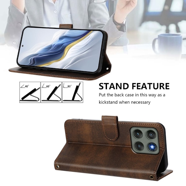 För Motorola Edge 60 Pro 5G Fodral Plånbok Ställ Retrostruktur Brun