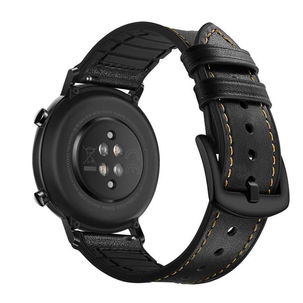 Skinn+Silikonstropp til Huawei Watch GT2 42mm - Svart Black