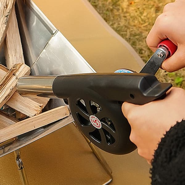 Grill Eld bränna BBQ Luftfläkt Camping Spis Vindblåsverktyg Svart