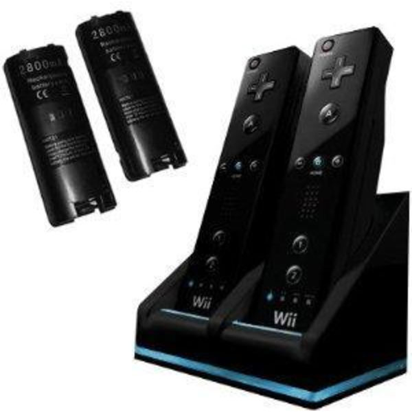 Kompatibel med Wii Ladestander Bluelight Ladestation Black