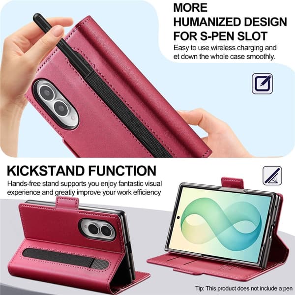 LC.IMEEKE Puhelimen lompakkokotelo jalustalla Samsung Galaxy Z Fold8 puhelimelle Red