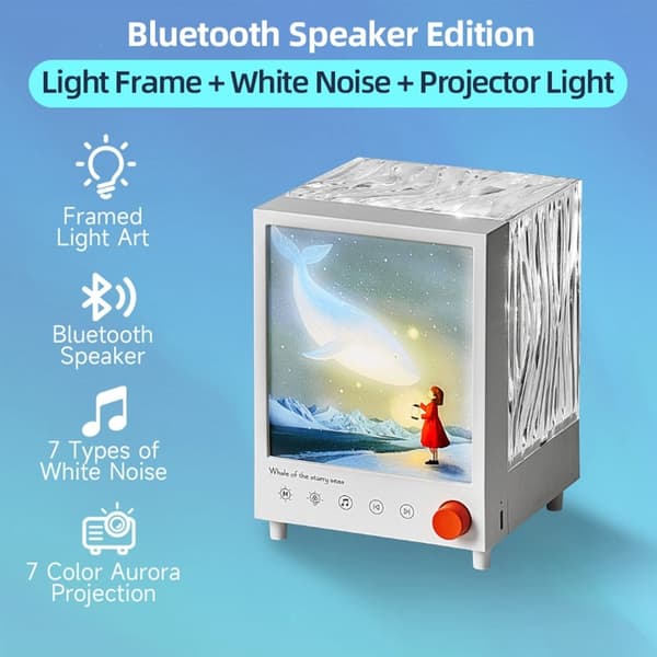 Starry Sky Choice Aurora Projektionslys Drømmeatmosfære Lampe Bluetooth Højttaler White