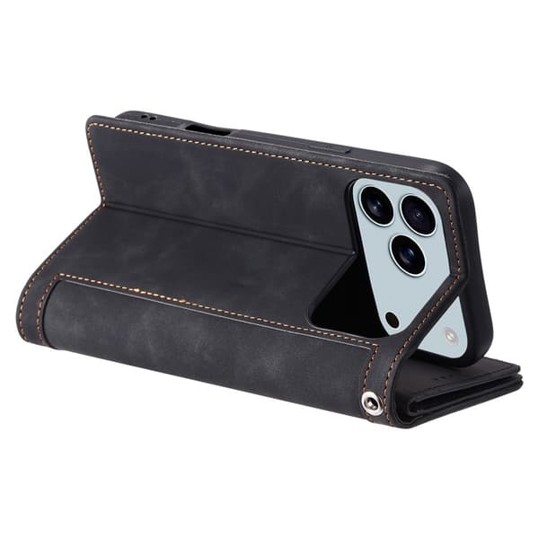 Til iPhone 17 Pro Max Etui med Lynlåslomme og 9 Kortlommer Black