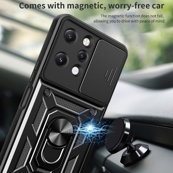 Til Xiaomi Redmi 12 Lens Protector Phone Case PC+TPU Shell med support Black