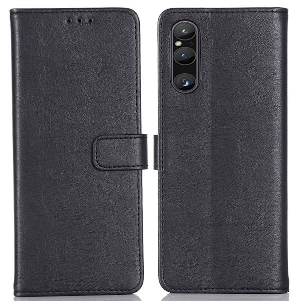 PU magnetisk tegnebog læderetui til Sony Xperia 1 V Black