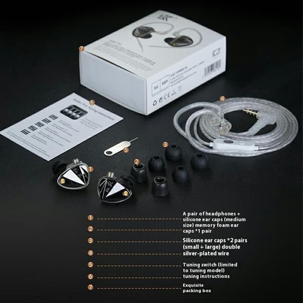 KZ Vader Pro Advanced Dynamic In-Ear-hodetelefoner Balansert lyd med mikrofon Black