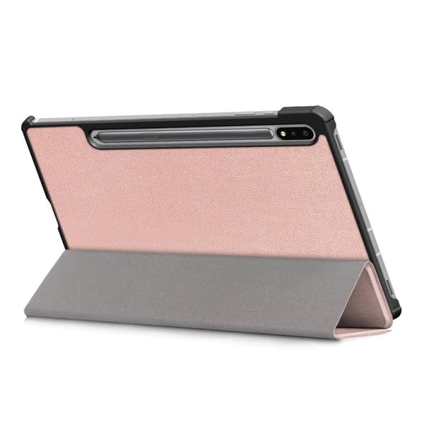 Tri-fold Smart Case med Stativ for Samsung Galaxy Tab S7 FE / Tab S7 Plus / Tab S8+ Pink gold