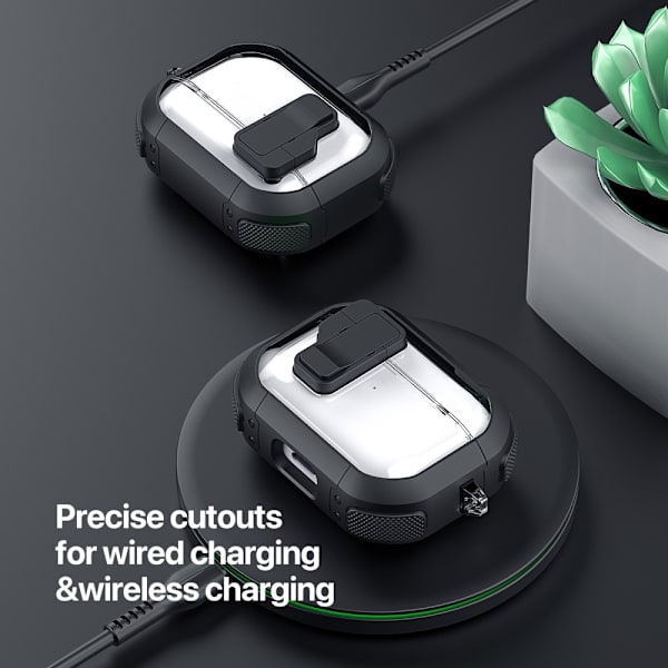 Til AirPods 4 Taske DUX DUCIS PC+TPU Bluetooth Taske / Skal med krog Black