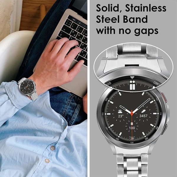 Rem för Samsung Galaxy Watch6 40 44mm Classic 43 47mm Watch 5 40 Silver