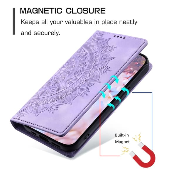 Deksel for iPhone 17 Pro Max med Magnetisk Lukking Mønsterpreget Purple