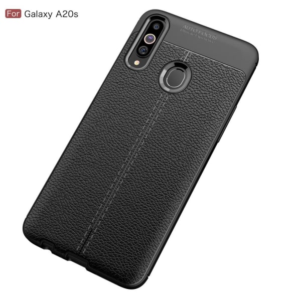 Litchi Texture Soft TPU Case for Samsung Galaxy A20s - Black Black