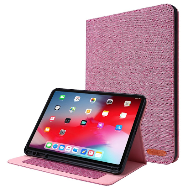 Till iPad Air 13 (2024) Vikbart fodral korthållare Tygtextur - Rosa Rosa