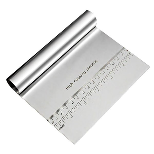 Deigskrape Rustfritt stål Slicer Pastry Pizzakutter med måleskala Silver chrome