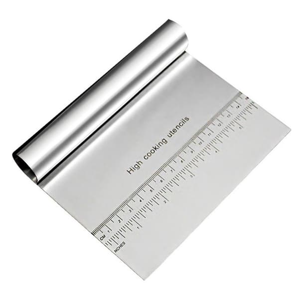 Dejskraber Rustfrit stål wienerbrødpizzaskærer med måleskala Silver chrome