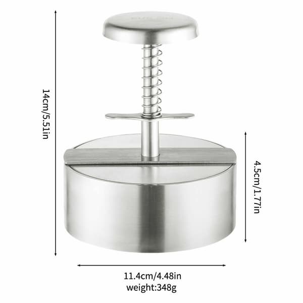 Hamburgerpresse (11,4 cm) i rustfritt stål med fjær og avtakbare deler Silver