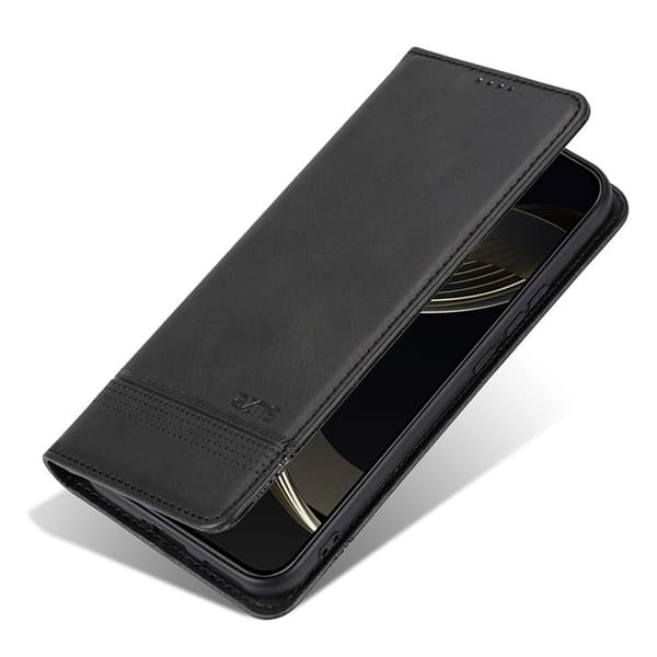 AZNS Til Honor Magic7 Pro 5G Etui PU-læder med koskindtekstur Pungcover - Sort Black