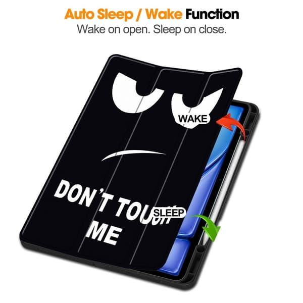 Till iPad Air 13 (2024) Slim fit tri - fold fodral Pennfack - Don't Touch Svart