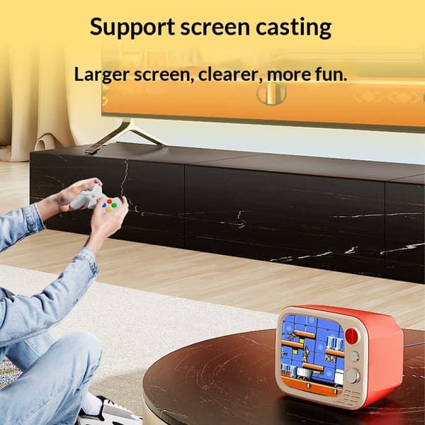 H7 3,5 tommer IPS-skærm Retro Mini TV-spilkonsol med dobbelt trådløs controller Red