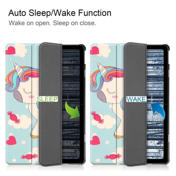 Nokia T21 Trifold Stand Sleep Wake Tabletcover - etui - Enhjørning Multicolor