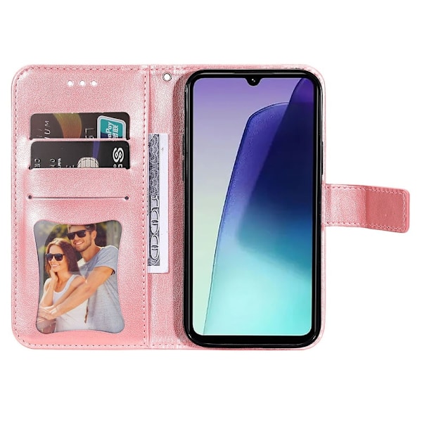 Til Xiaomi Redmi 14C Tegnebogsetui med Blomstermønster og Standerfunktion Pink