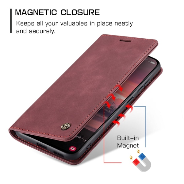 CASEME Retro Lompakkokotelo Samsung Galaxy S25 Edge Red