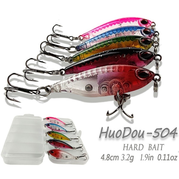 5 stk Fiskesluk Ferskvann Havfiske Floating Minnow hardt agn med rangle Multicolor