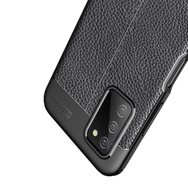 Samsung Galaxy A03s TPU Case Shell Litchi Texture - Svart Black