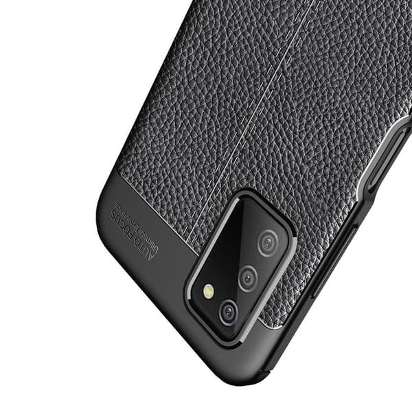 Samsung Galaxy A03s TPU Deksel Litchi Texture - Svart Black