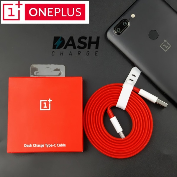 ONEPLUS 1,5 m Dash Charge Type-C fladkabel 4A USB hurtigopladningsdatakabel Red