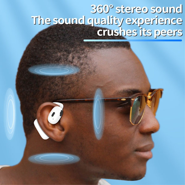 Single Ear Hook Hovedtelefon Bluetooth 5.4 Stereo - Sort Black