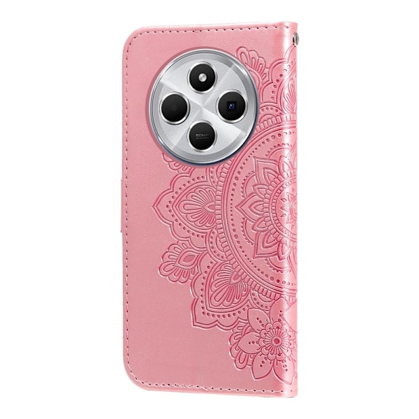 Xiaomi Redmi 14C Lompakkokotelo Kukka-Designilla ja Telineominaisuudella Pink