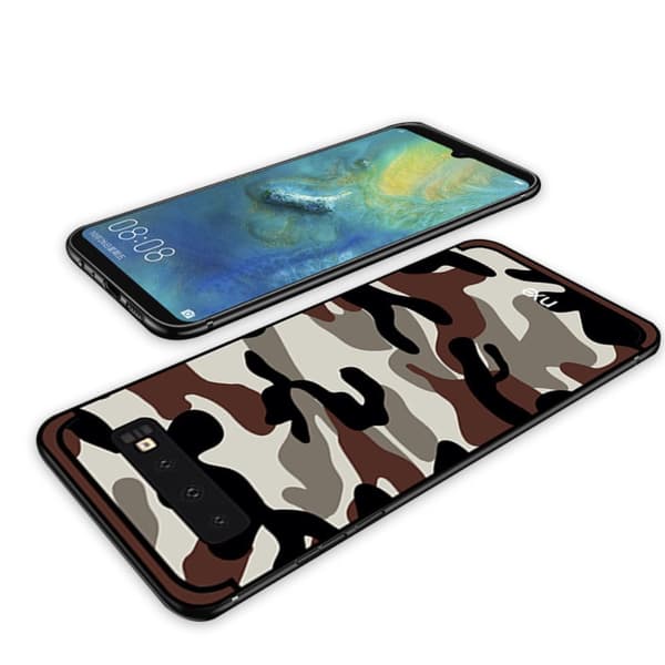NXE Camouflage Pattern TPU Kansi - Samsung Galaxy S10 - Ruskea Brown