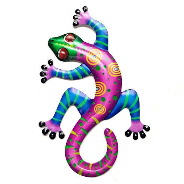 Gecko Lizard Vægskilt Have Ornament 14x21,8x0,8cm - Lyserød Pink