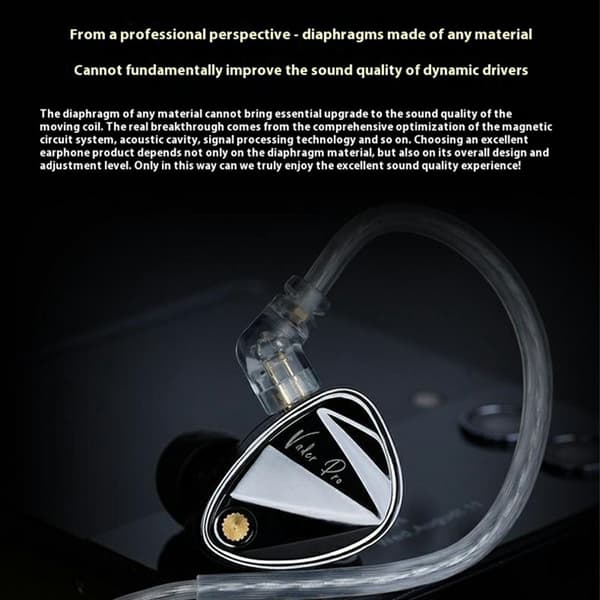 KZ Vader Pro Advanced Dynamic -nappikuulokkeet, tasapainotettu ääni ja mikrofoni Black