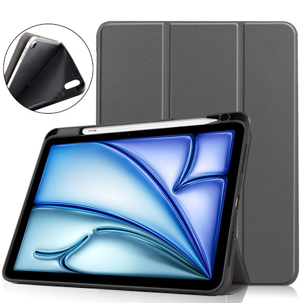 Till iPad Air 11 (2024) Slim fit tri-fold fodral Pennfack - Grå grå