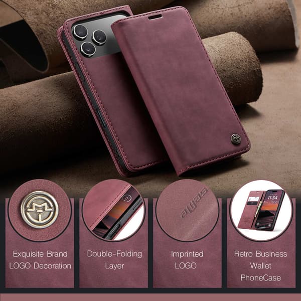 CASEME Retro lompakkokotelo iPhone 17 Pro Red