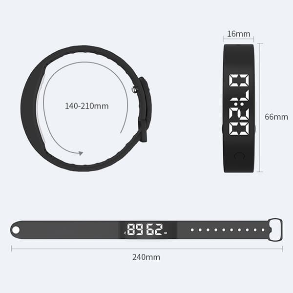 Smart armband vibrerande larm sömnövervakning digital display Svart