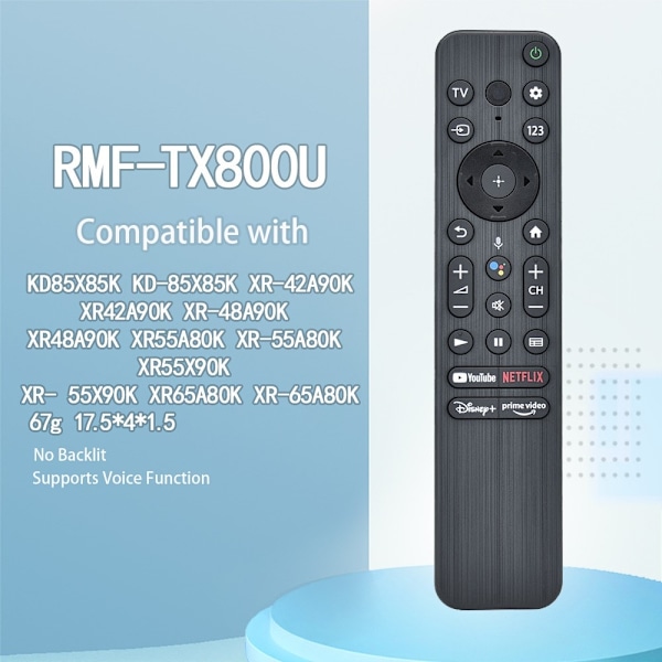 TV fjärrkontroll Ersättning RMF-TX800U Voice För Sony Smart TV KD-85X85K XR-42A90K Svart