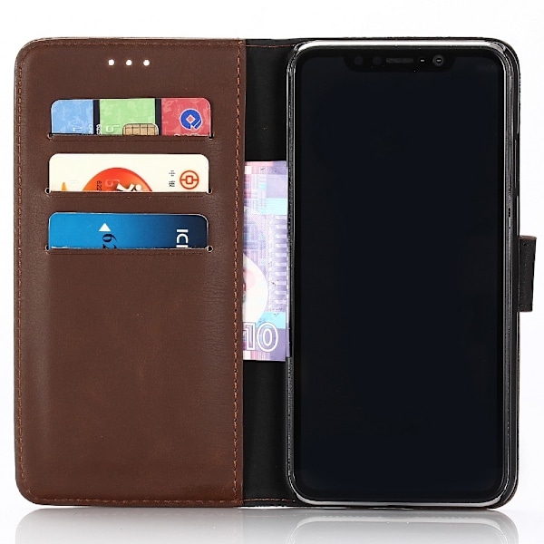 Retro Wallet Mobile Phone Case for iPhone XS Max - Coffee Brown
