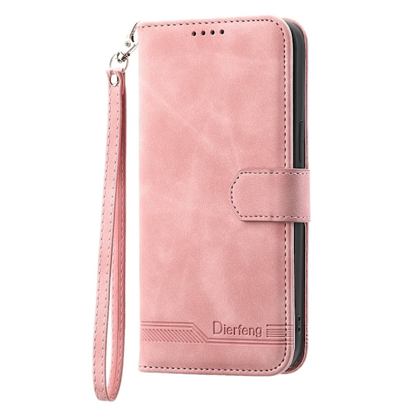 DIERFENG For Google Pixel 10a Wallet Case with Stand and Wrist Strap Pink