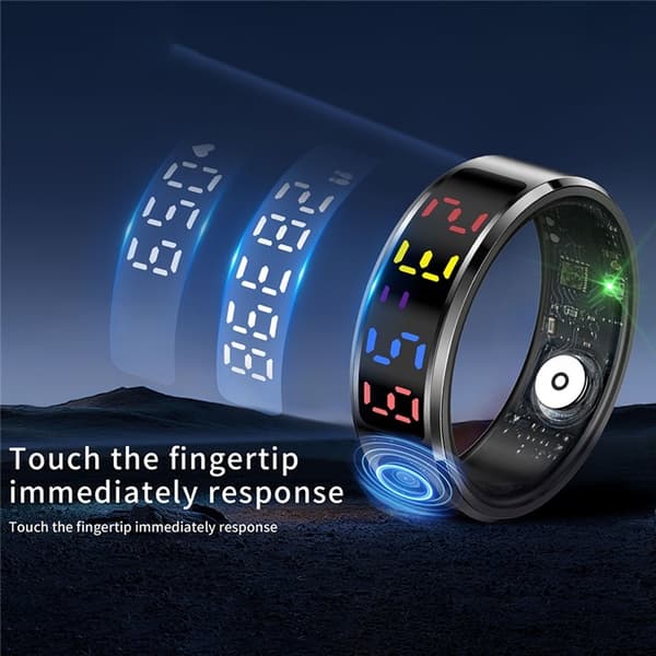 Vanntett Smart Ring Søvnsporing Blodsyre Pulsmåler Ladeetui – Størrelse 9 Black