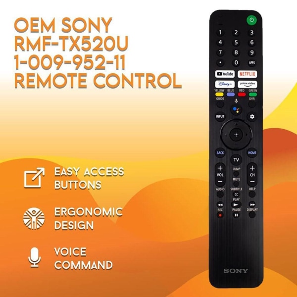 RMF-TX520U TV fjärrkontroll Ersättning för Sony TV Svart