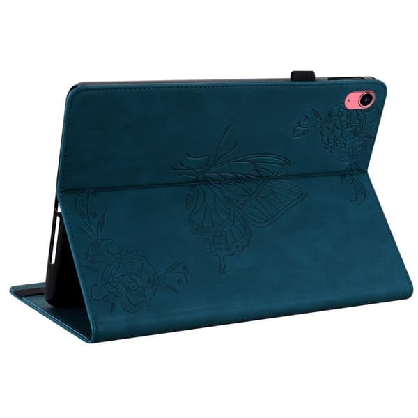 Apple iPad 10.9 2022 Sammenleggbart Veske Kortholder Sommerfugl - Blå Blue