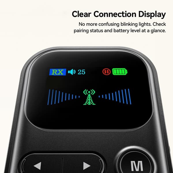 2-i-1 Bluetooth-kompatibel AUX-lydadapter (RX/TX) med LCD-skjerm for bil høyttalere Black