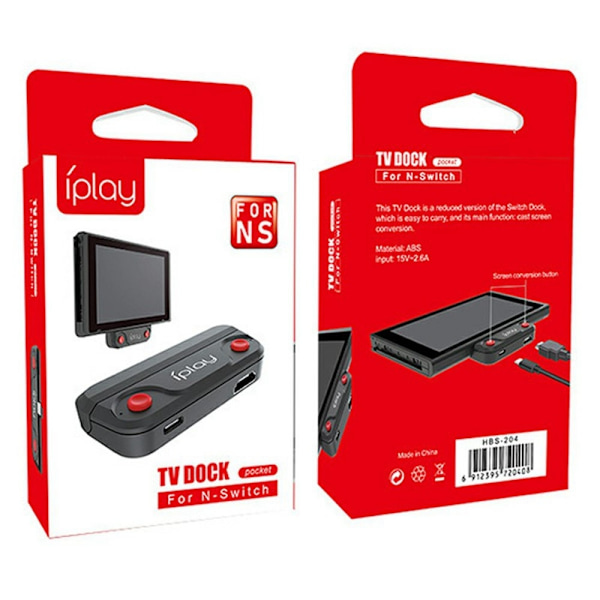 IPLAY-yhteensopiva Nintendo Switch HD -yhteensopivan TV Dock -minitelakointiaseman kanssa Black