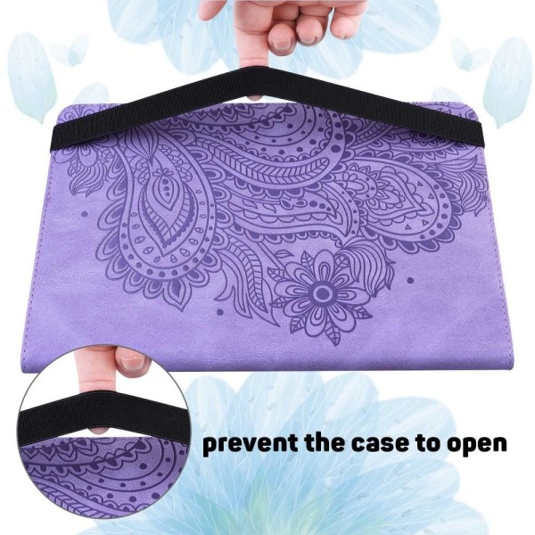 Til iPad 10.9 (2022) Tabletetui Cover Blomsterprægning - Lilla Purple