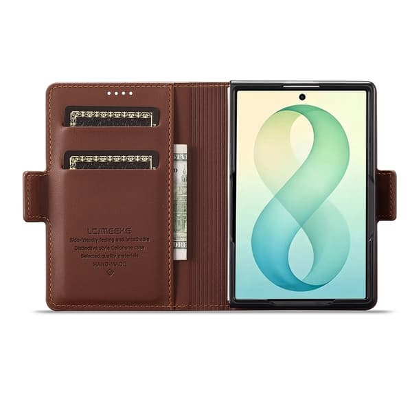 LC.IMEEKE Telefonplånboksfodral med stöd till Samsung Galaxy Z Fold8 Brun